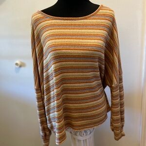 BKE Buckle oversized Striped Orm Long Sleeve Top Womens  L